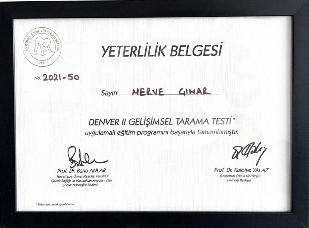 Manisa Psikolog - Merve Cinar - Sertifika